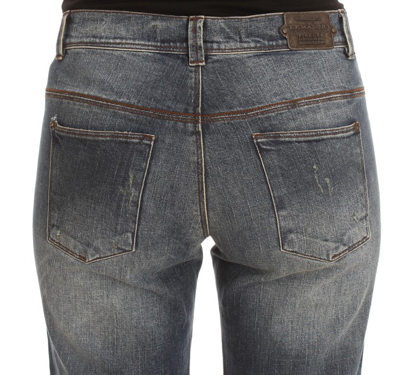 Blau verwaschene Slim Fit-Jeans aus Baumwollmischung