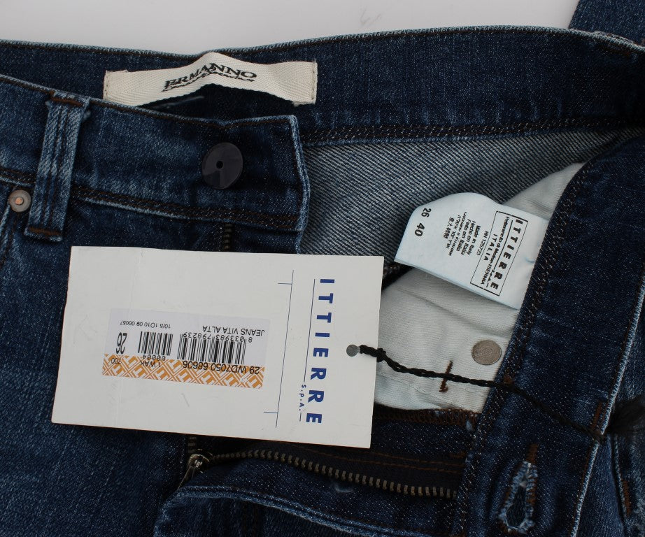 Blau verwaschene Slim Fit-Jeans aus Baumwollmischung