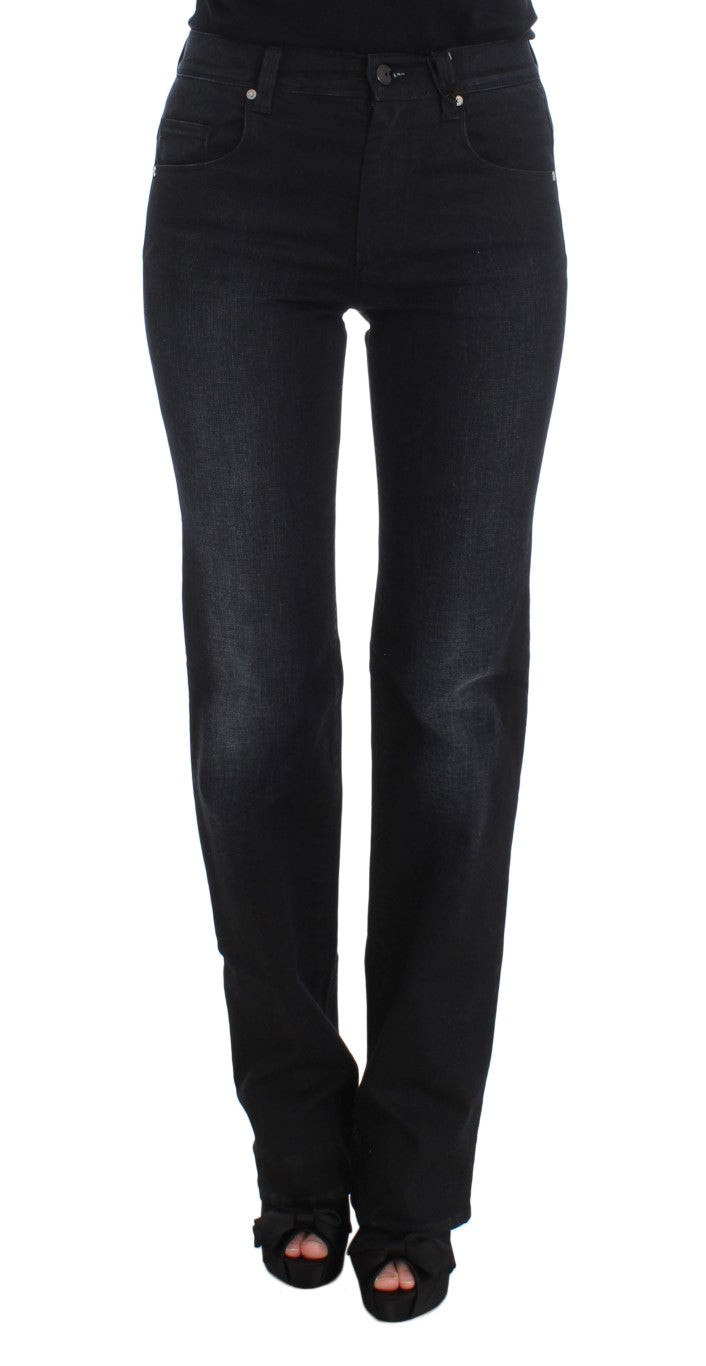 Blaue Slim Fit Bootcut-Jeans aus Baumwollmischung