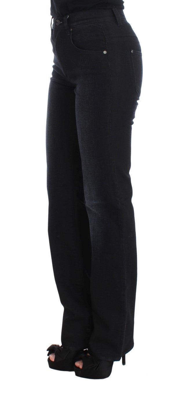 Blaue Slim Fit Bootcut-Jeans aus Baumwollmischung