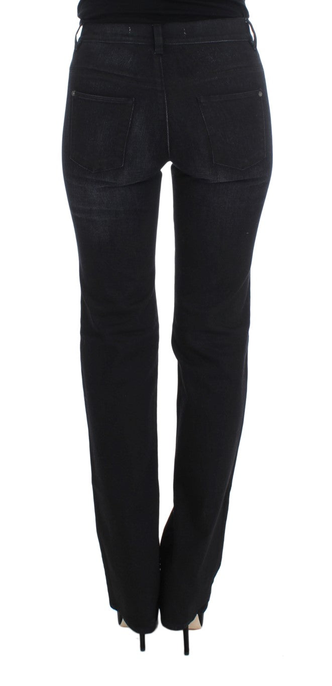 Blaue Slim Fit Bootcut-Jeans aus Baumwollmischung