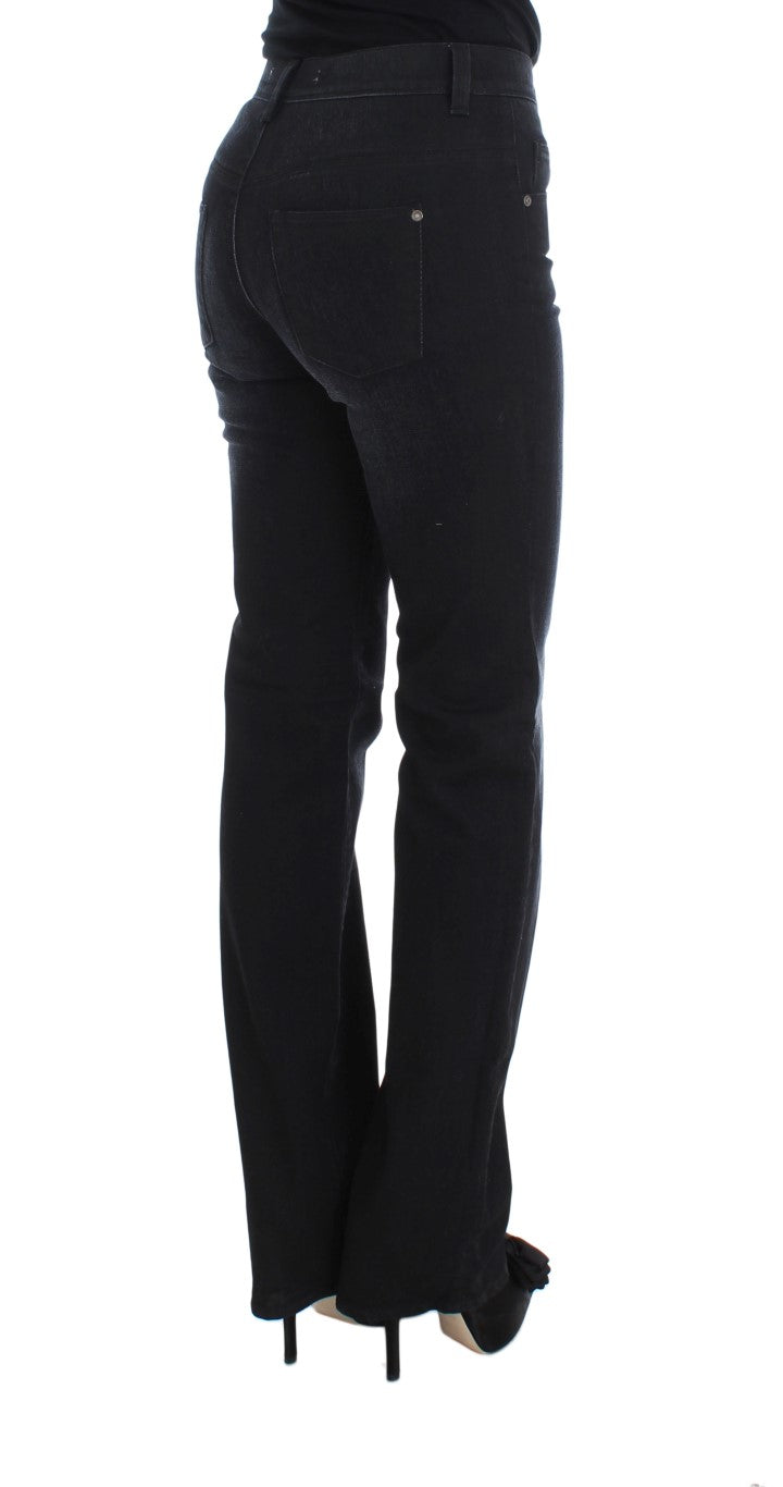 Blaue Slim Fit Bootcut-Jeans aus Baumwollmischung