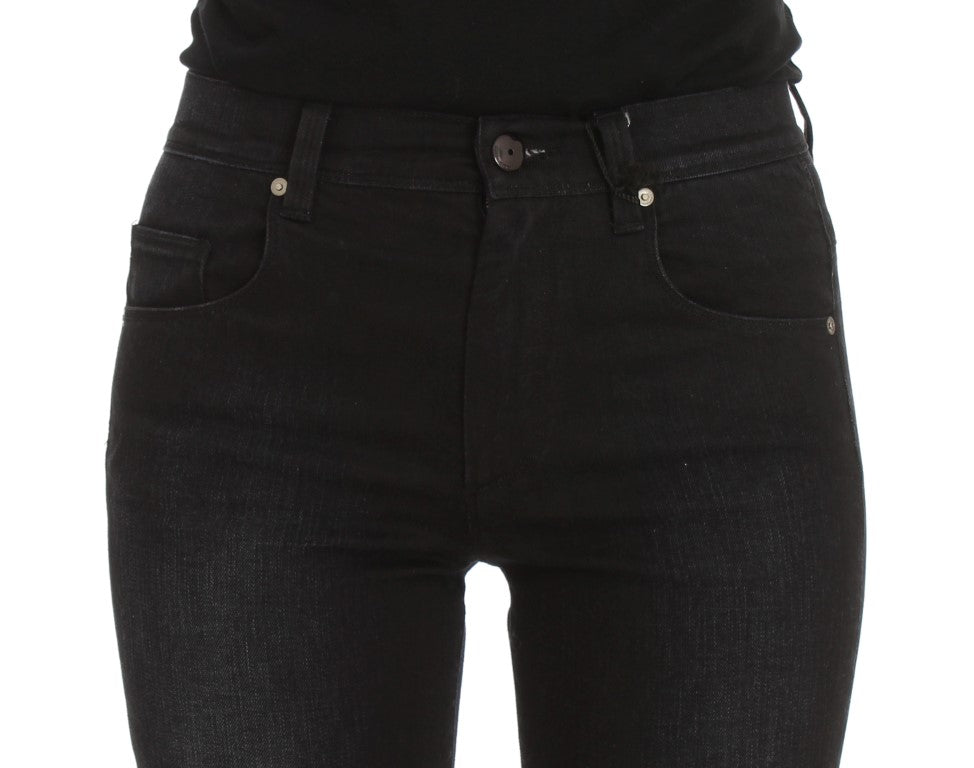 Blaue Slim Fit Bootcut-Jeans aus Baumwollmischung