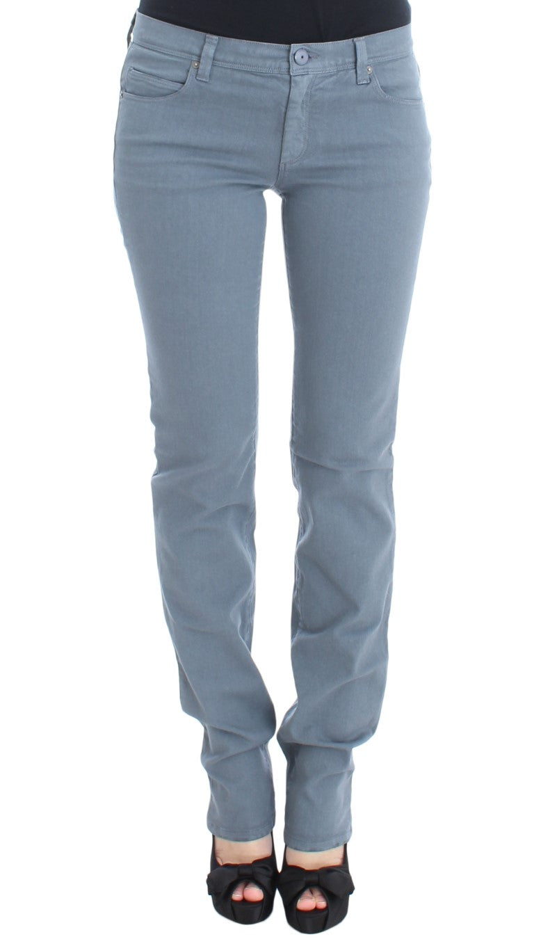Blaue Slim Fit Bootcut-Jeans aus Baumwollmischung