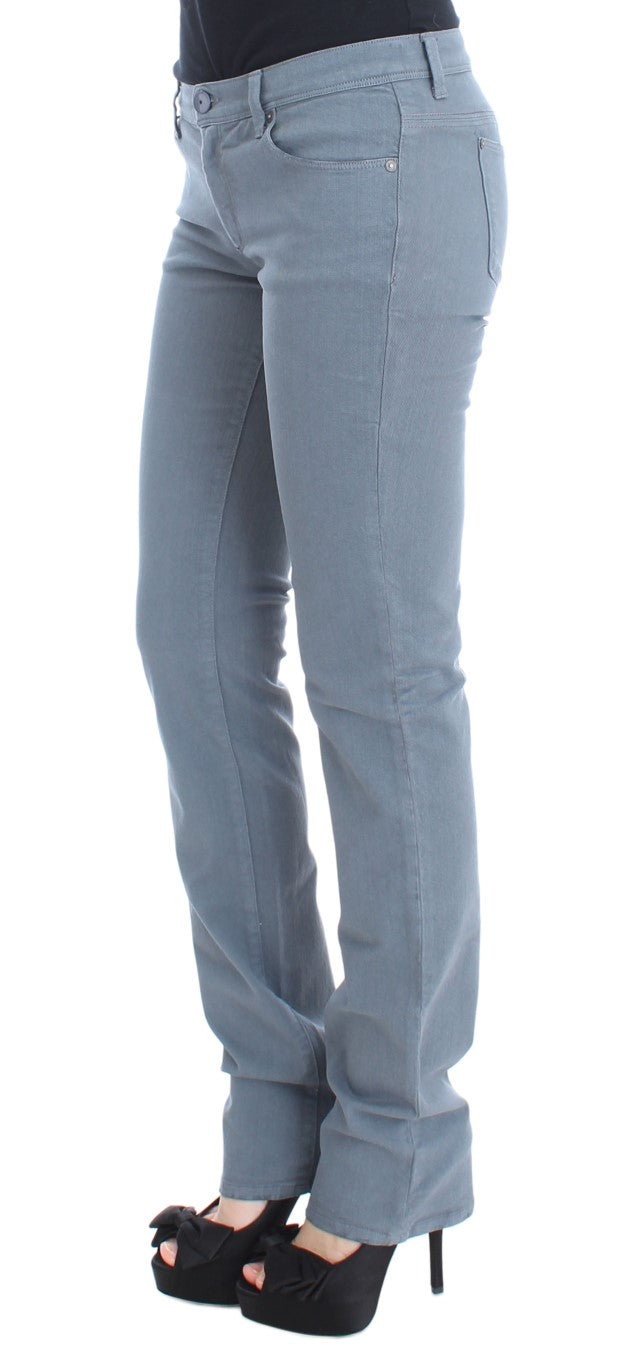 Blaue Slim Fit Bootcut-Jeans aus Baumwollmischung
