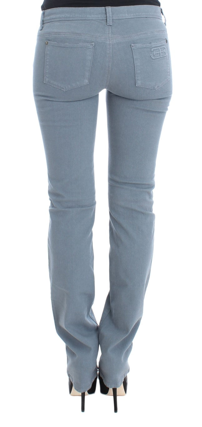Blaue Slim Fit Bootcut-Jeans aus Baumwollmischung