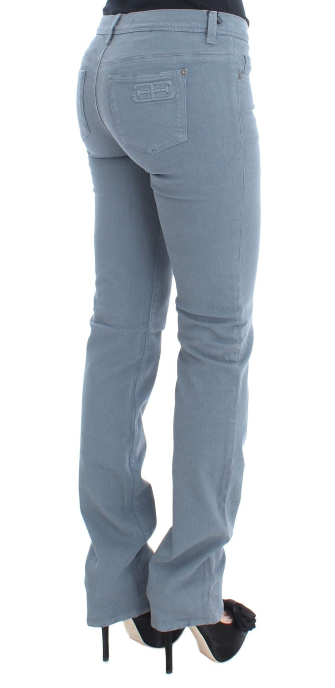 Blaue Slim Fit Bootcut-Jeans aus Baumwollmischung