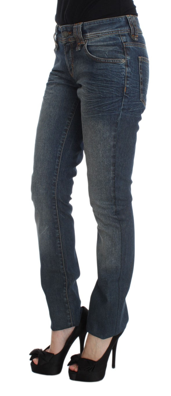 Blau verwaschene Slim Fit-Jeans aus Baumwollmischung