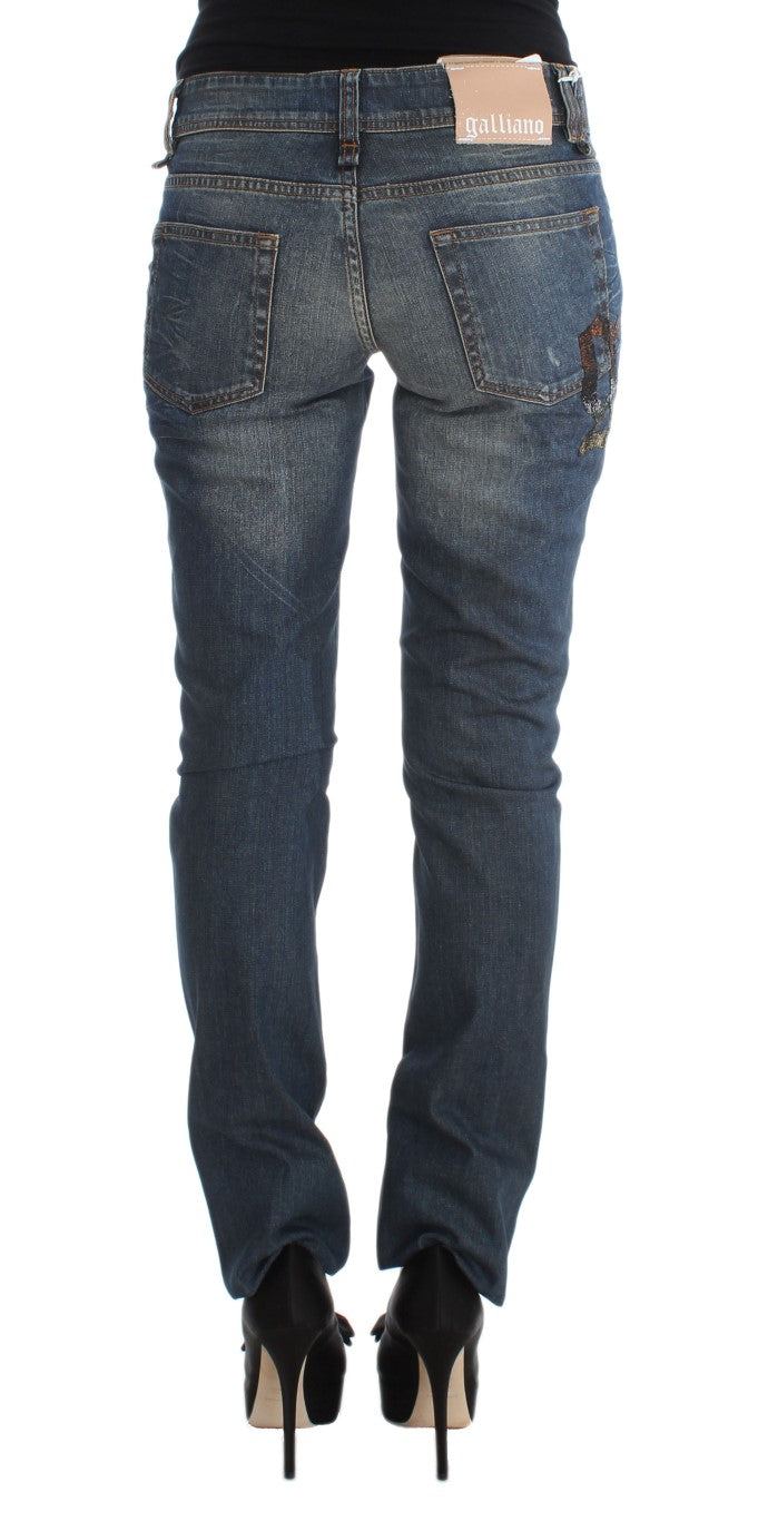 Blau verwaschene Slim Fit-Jeans aus Baumwollmischung