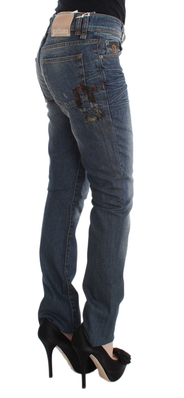 Blau verwaschene Slim Fit-Jeans aus Baumwollmischung