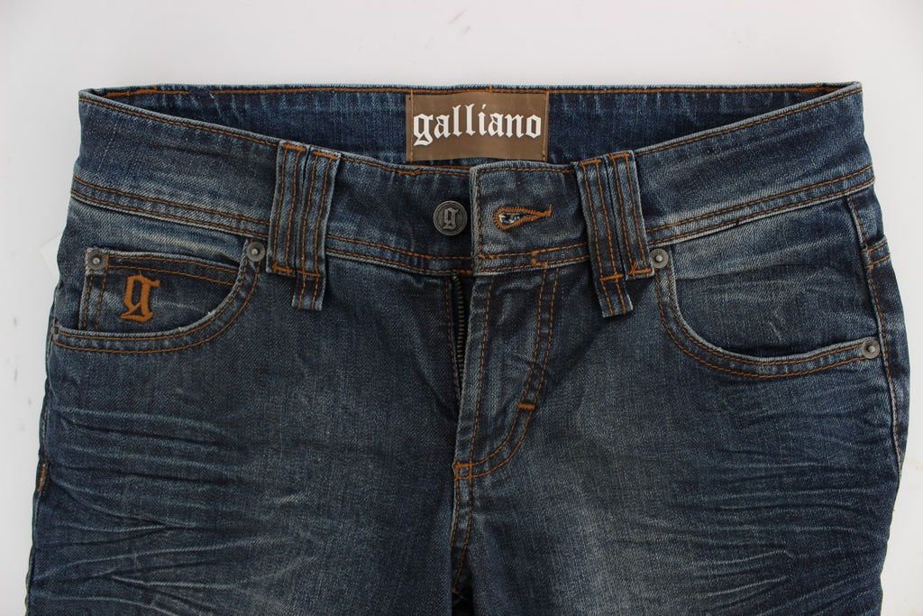 Blau verwaschene Slim Fit-Jeans aus Baumwollmischung