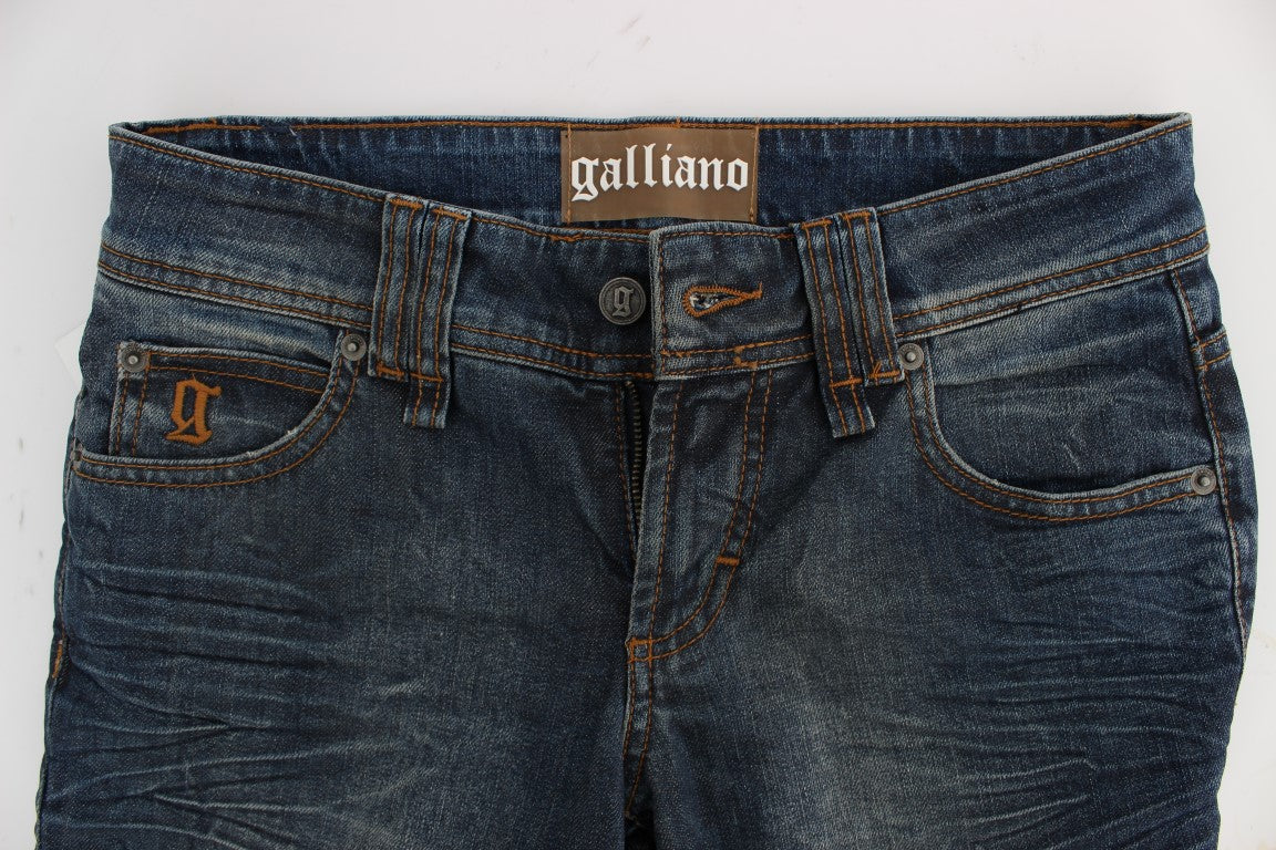 Blau verwaschene Slim Fit-Jeans aus Baumwollmischung