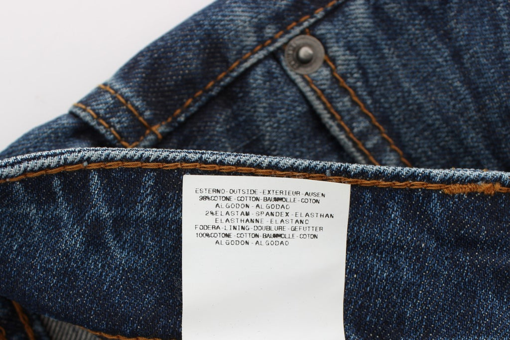 Blau verwaschene Slim Fit-Jeans aus Baumwollmischung