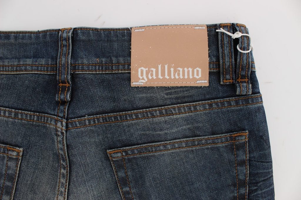 Blau verwaschene Slim Fit-Jeans aus Baumwollmischung