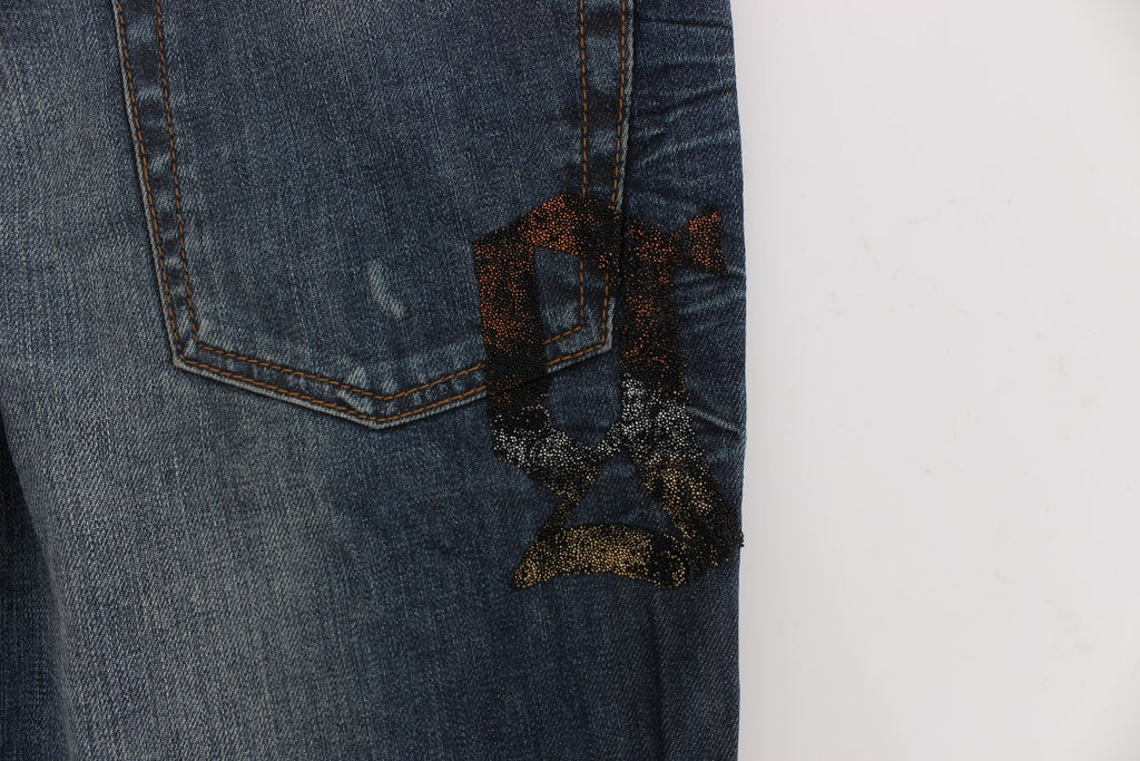 Blau verwaschene Slim Fit-Jeans aus Baumwollmischung