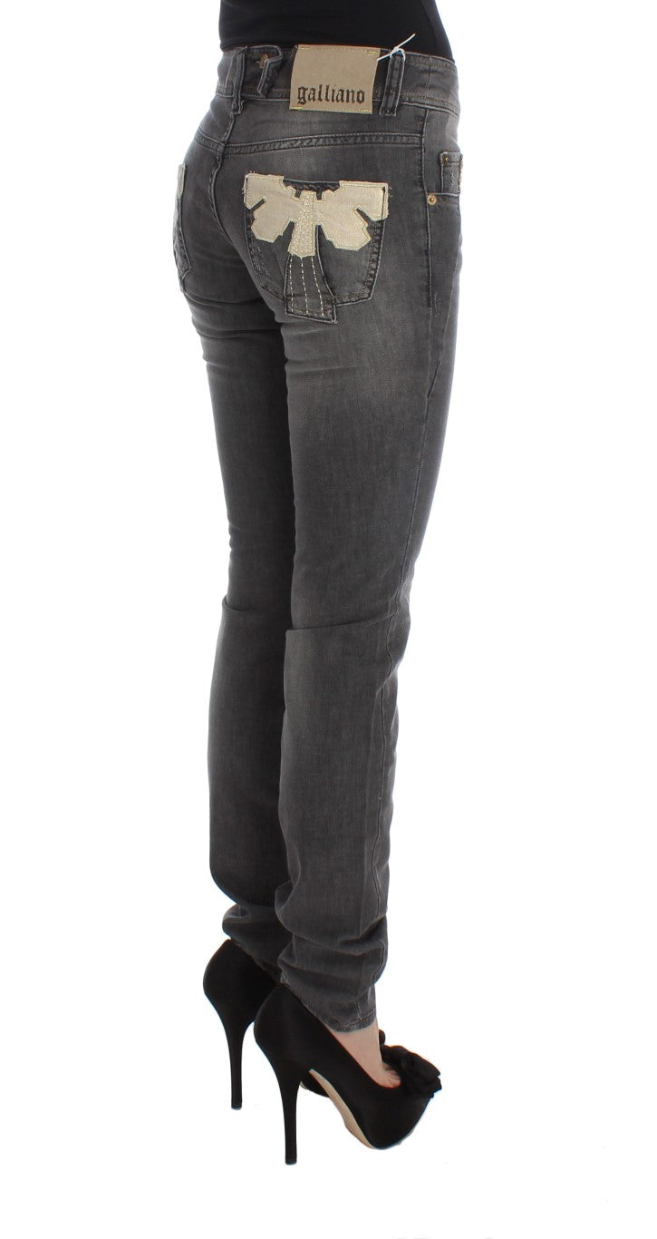 Grau verwaschene Slim Fit Stretch-Jeans aus Baumwollmischung