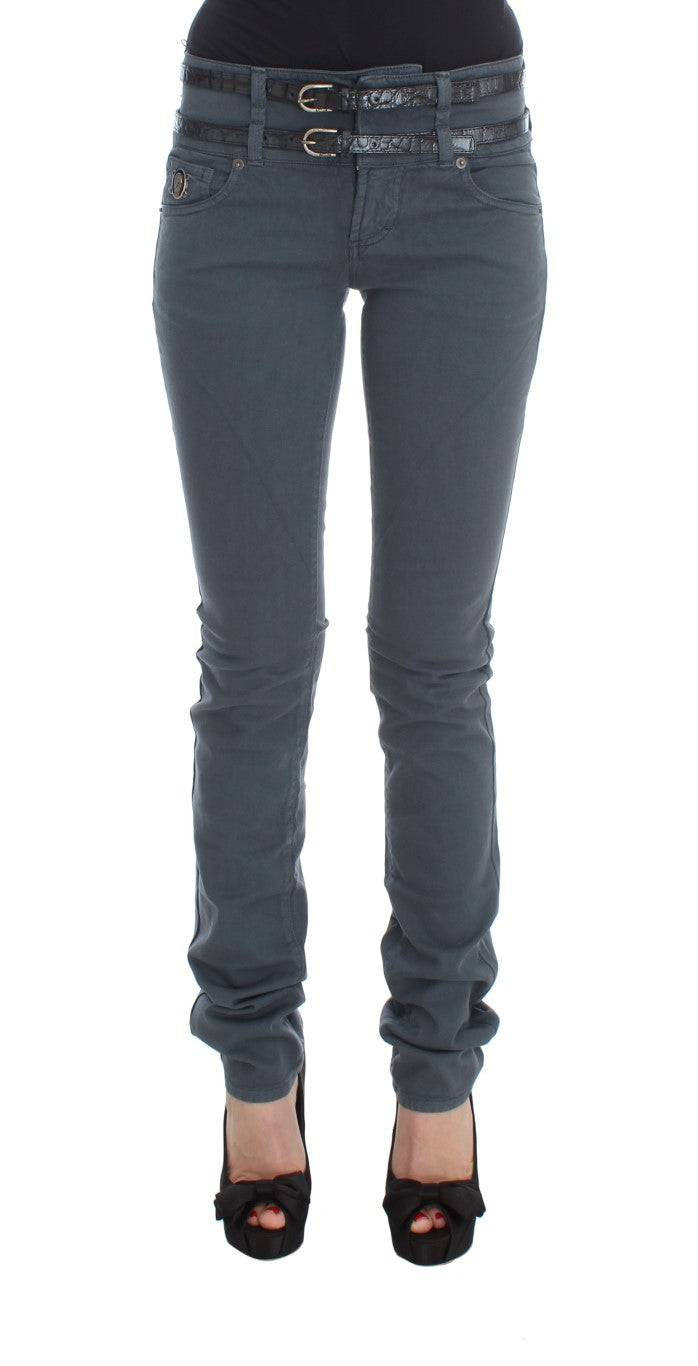 Blaue Slim Fit Jeans aus Baumwollmischung mit hoher Taille