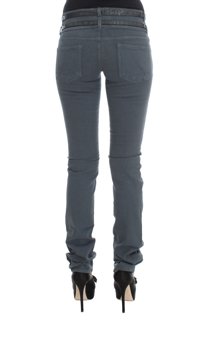 Blaue Slim Fit Jeans aus Baumwollmischung mit hoher Taille