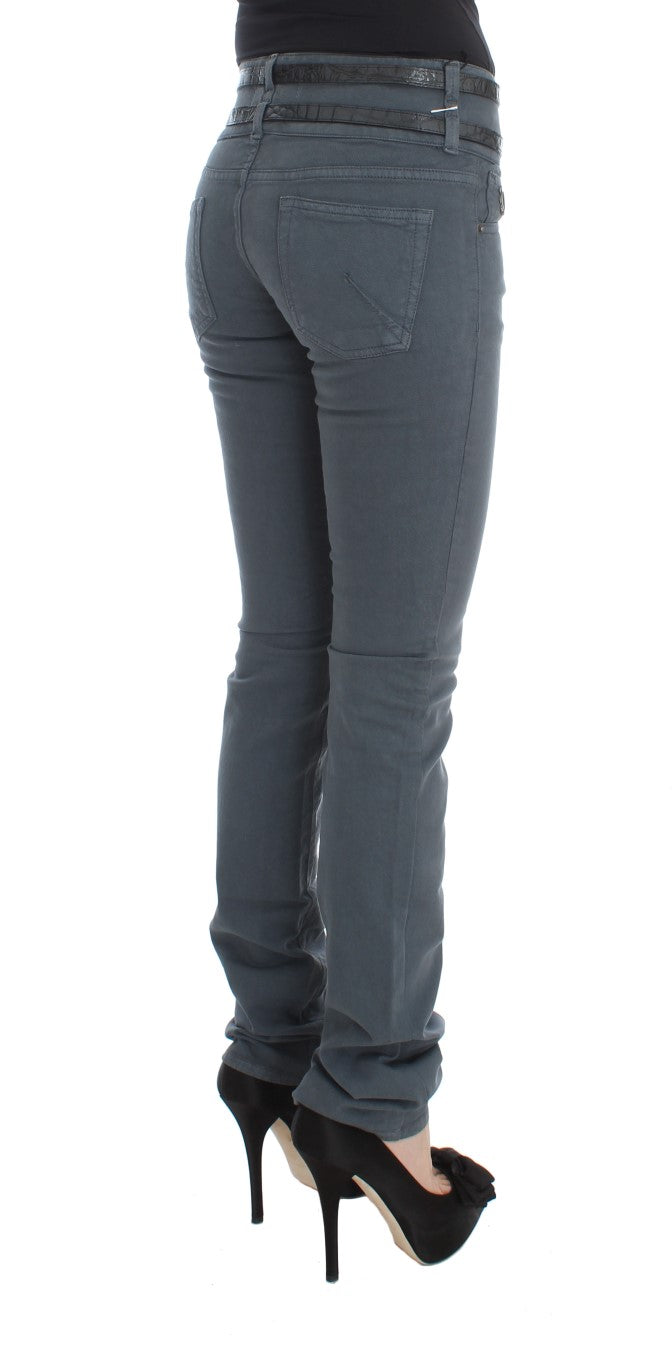 Blaue Slim Fit Jeans aus Baumwollmischung mit hoher Taille