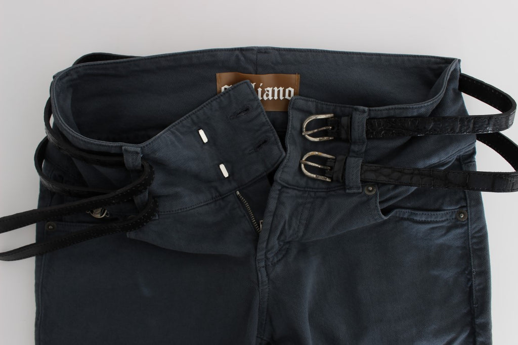 Blaue Slim Fit Jeans aus Baumwollmischung mit hoher Taille