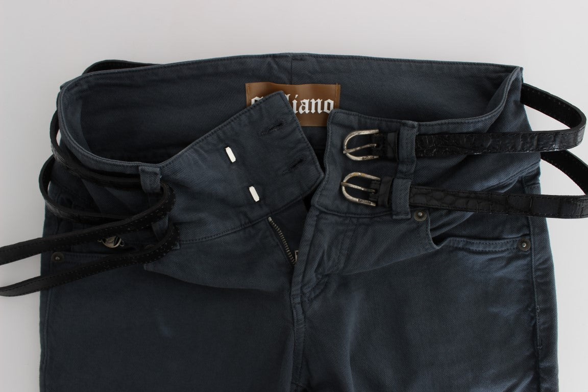 Blaue Slim Fit Jeans aus Baumwollmischung mit hoher Taille