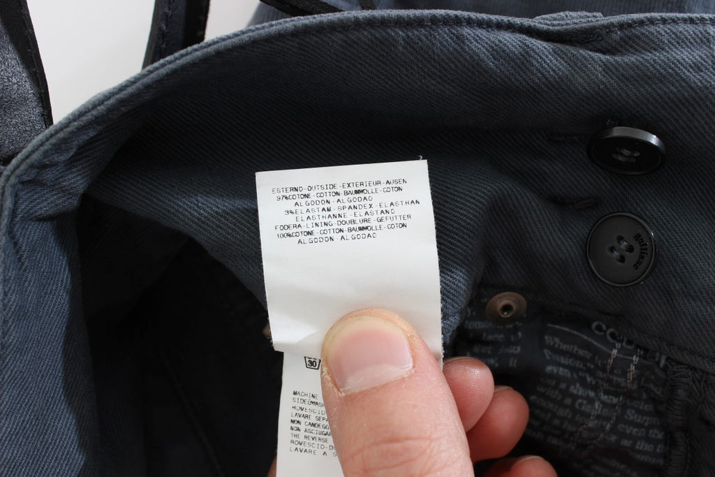 Blaue Slim Fit Jeans aus Baumwollmischung mit hoher Taille