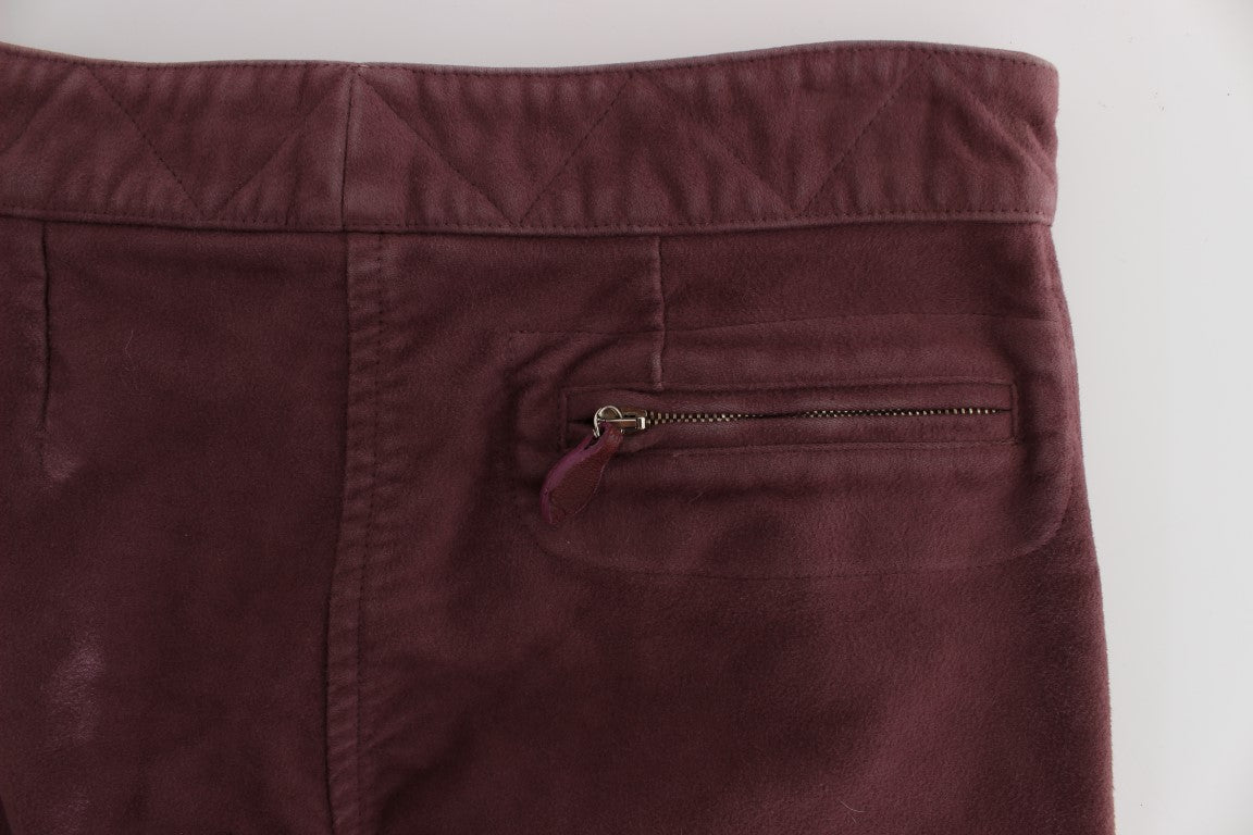 Bordeauxfarbene, verkürzte Cargohose aus Baumwolle