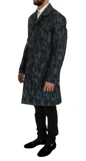 Blauer Camouflage-Trenchcoat