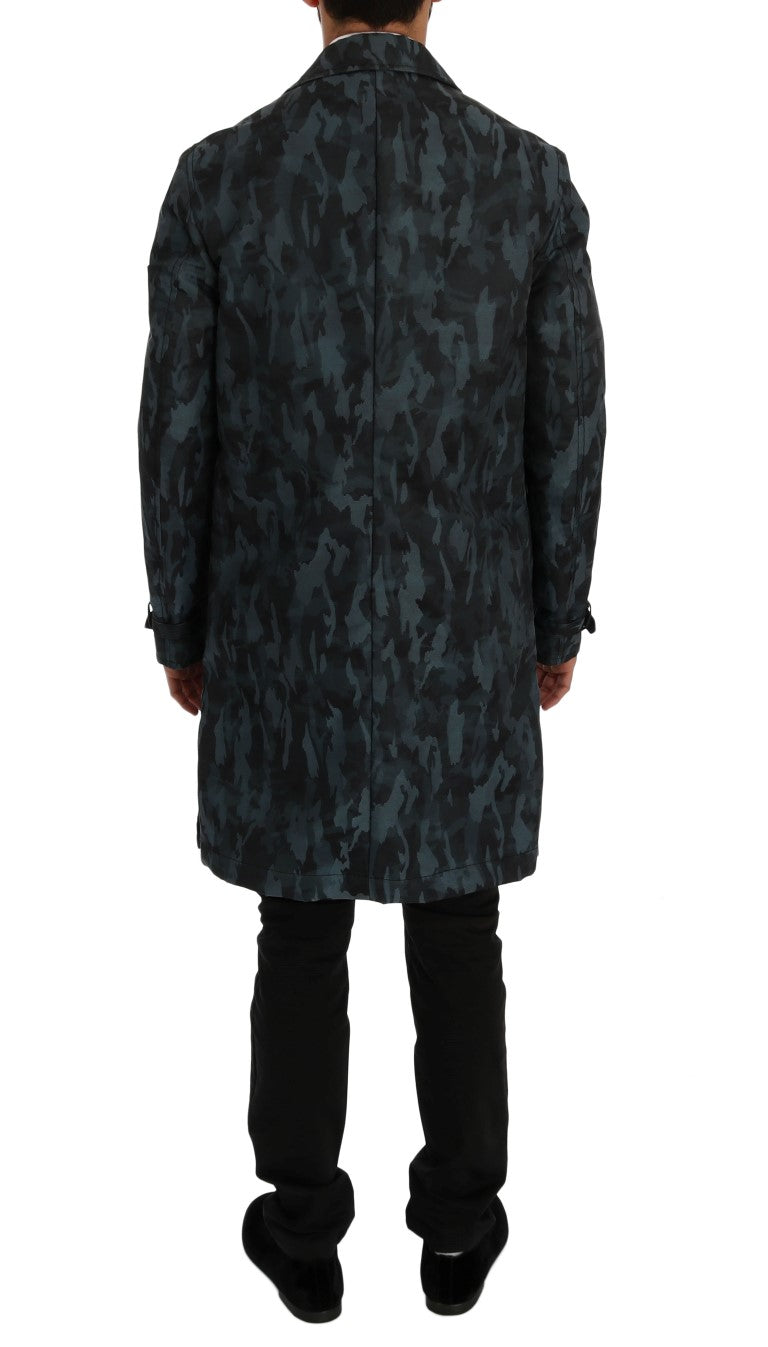 Blauer Camouflage-Trenchcoat