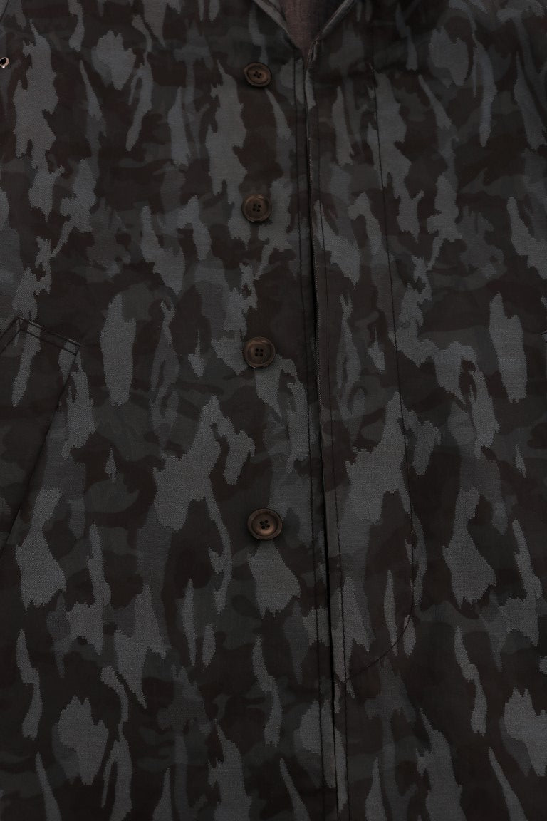 Blauer Camouflage-Trenchcoat