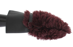 Schwarze Lederhandschuhe aus Bordeaux-Lammfell