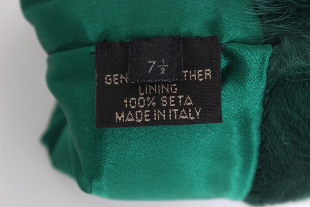 Grüne Xiangao-Pelz-Ellenbogenhandschuhe aus Leder