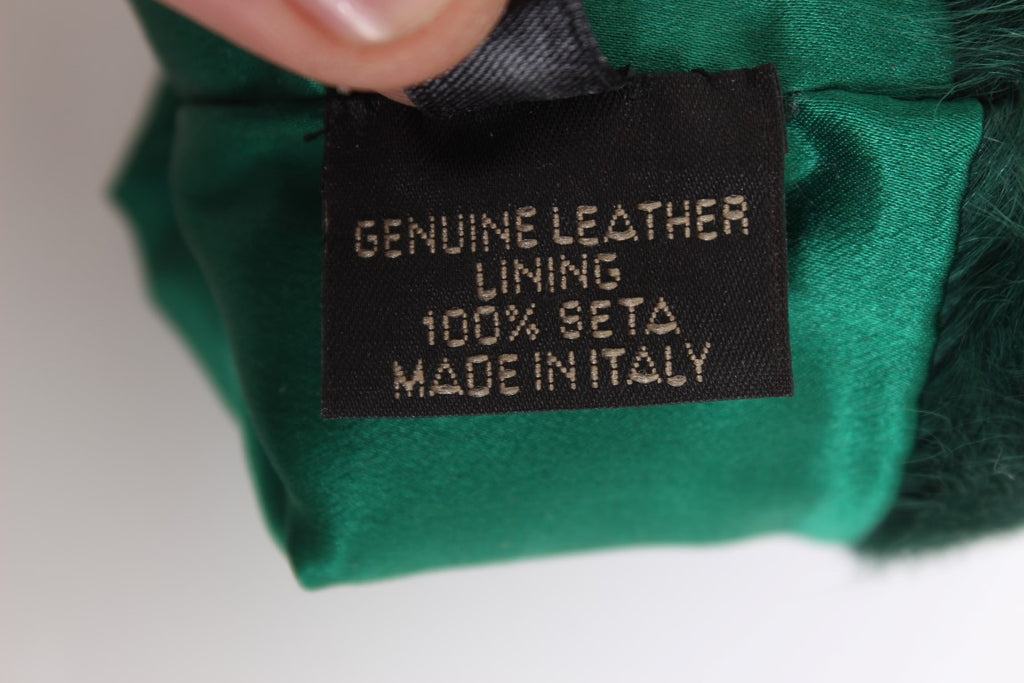 Grüne Xiangao-Pelz-Ellenbogenhandschuhe aus Leder