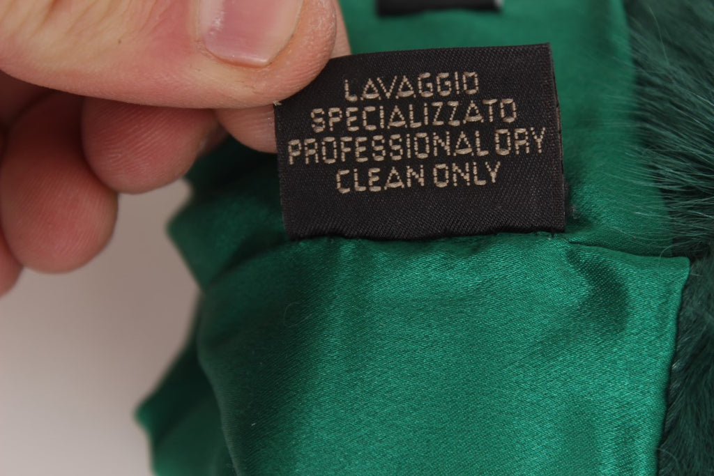 Grüne Xiangao-Pelz-Ellenbogenhandschuhe aus Leder