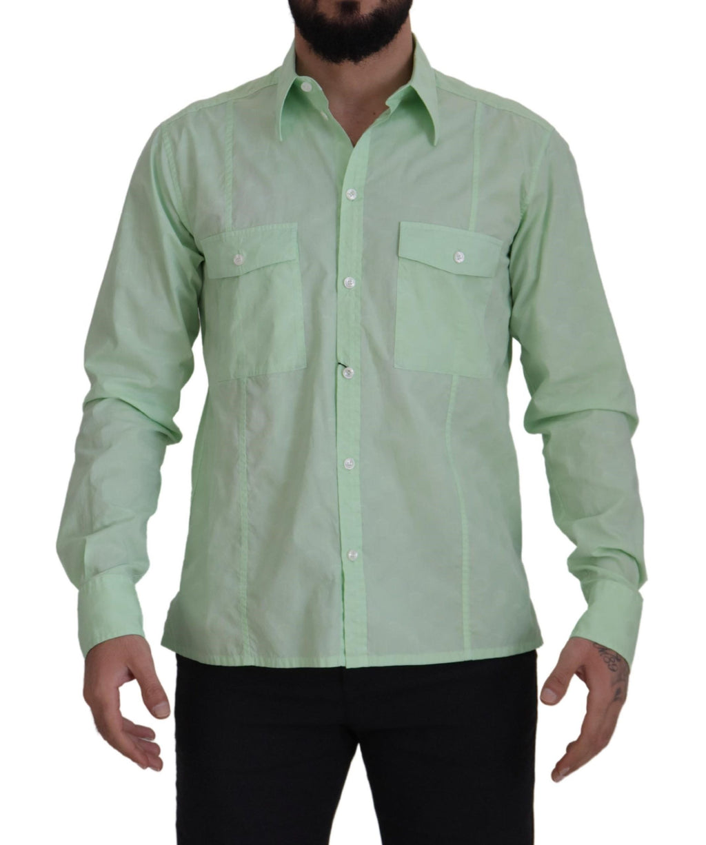 Mintgrünes langärmliges Button-Down-Hemd