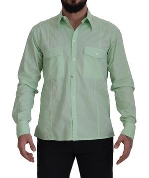 Mintgrünes langärmliges Button-Down-Hemd