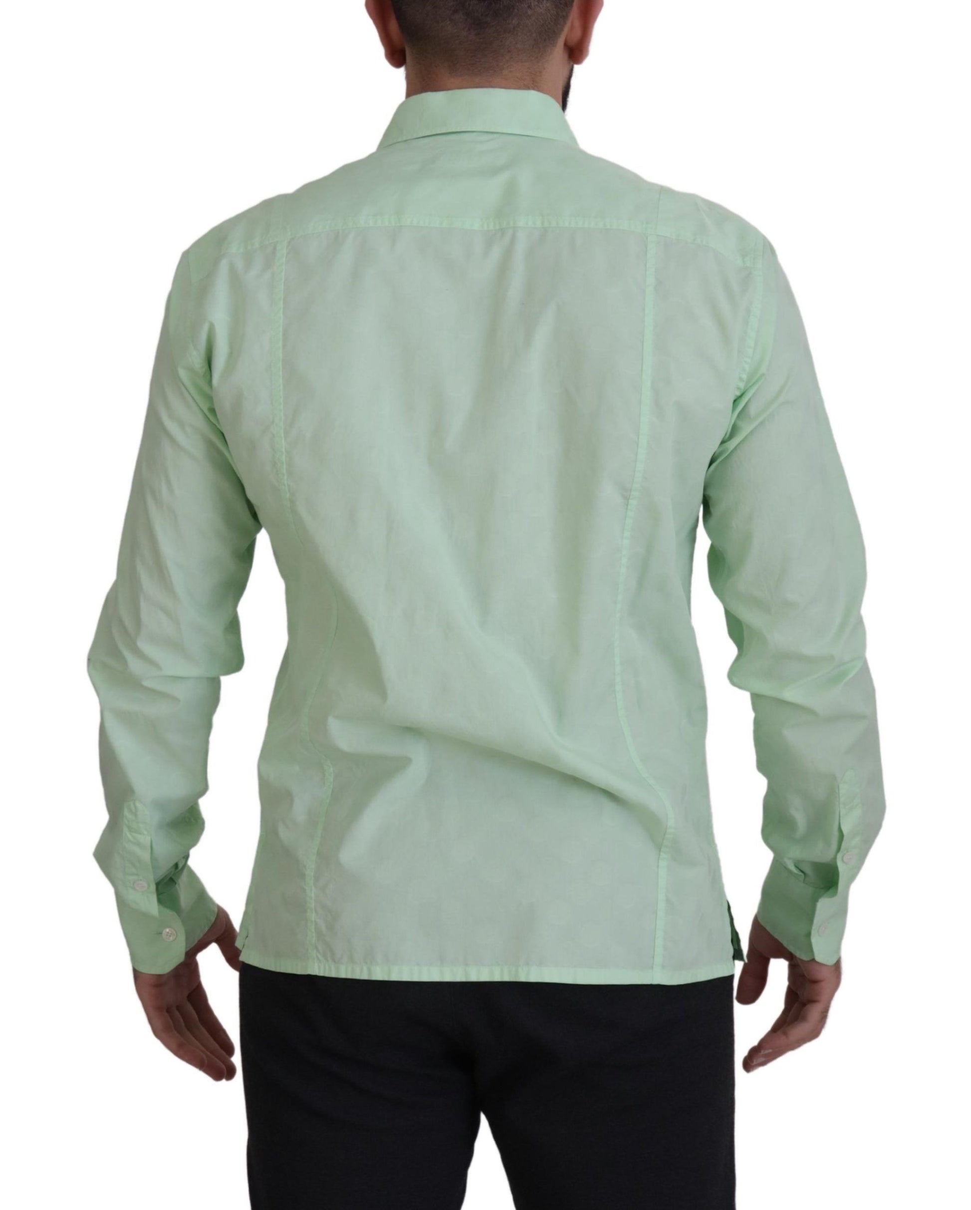Mintgrünes langärmliges Button-Down-Hemd