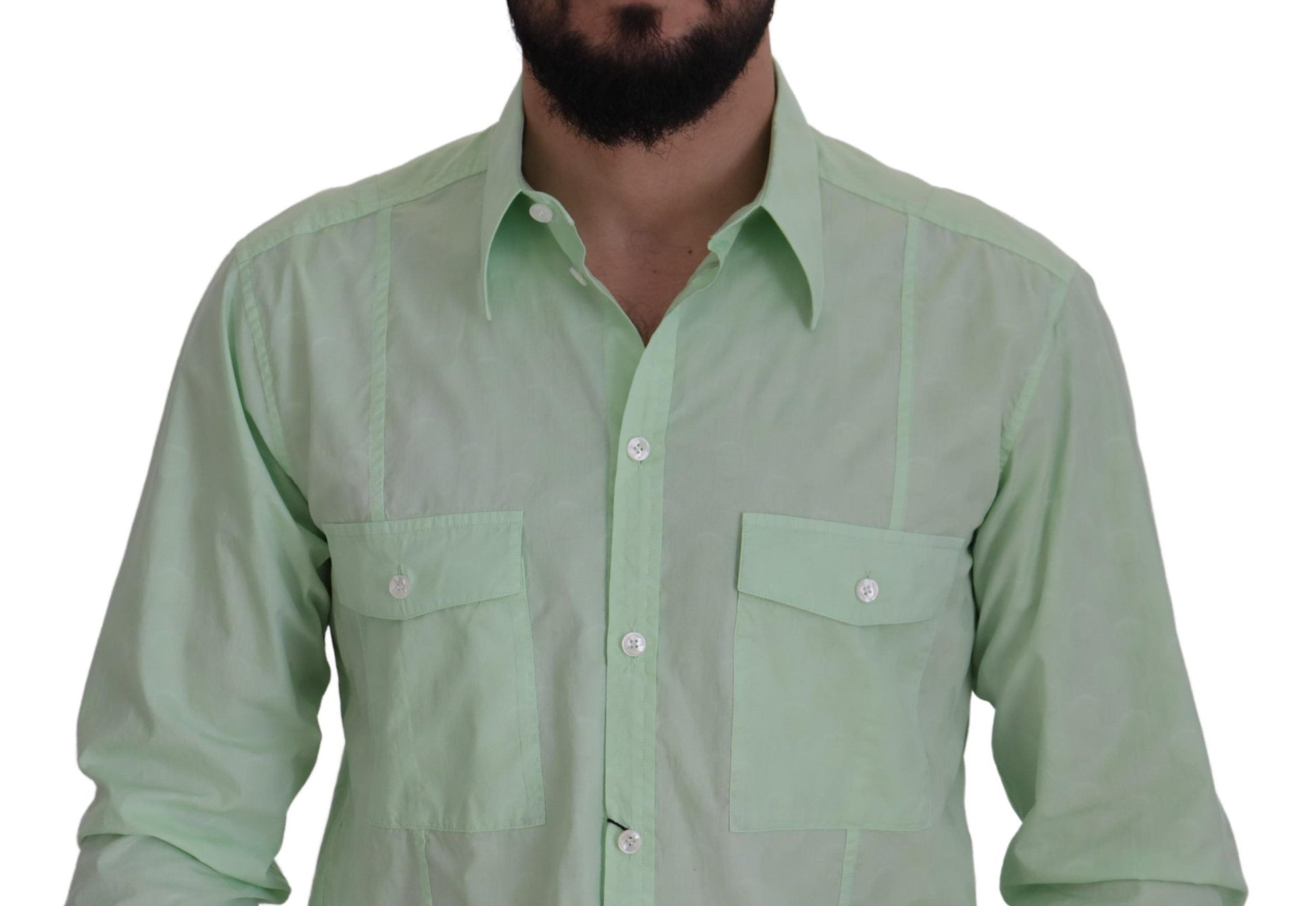 Mintgrünes langärmliges Button-Down-Hemd