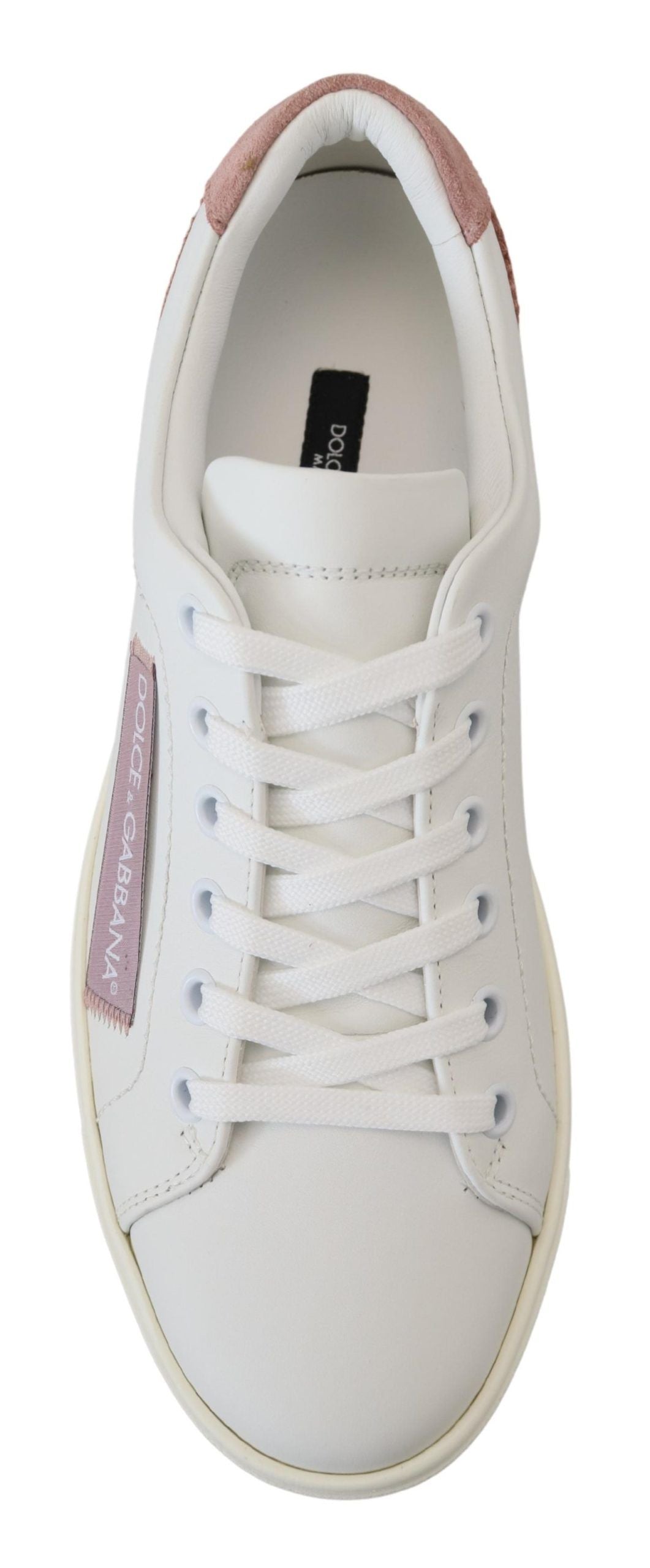 Weiße rosa Leder Low Top Sneakers Schuhe