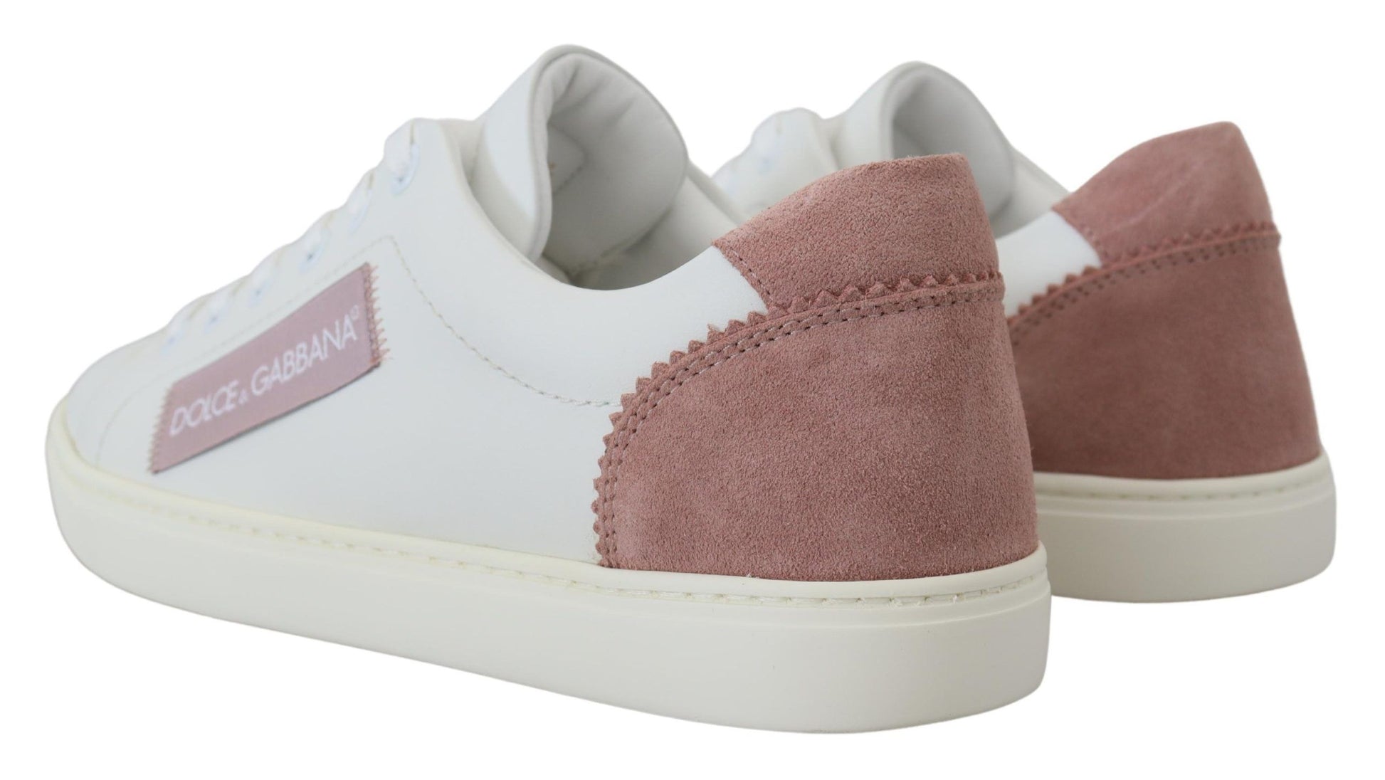 Weiße rosa Leder Low Top Sneakers Schuhe