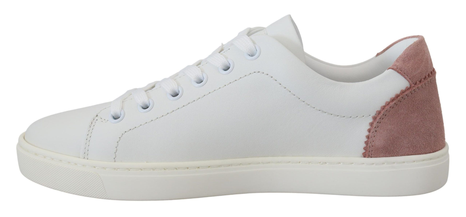 Weiße rosa Leder Low Top Sneakers Schuhe