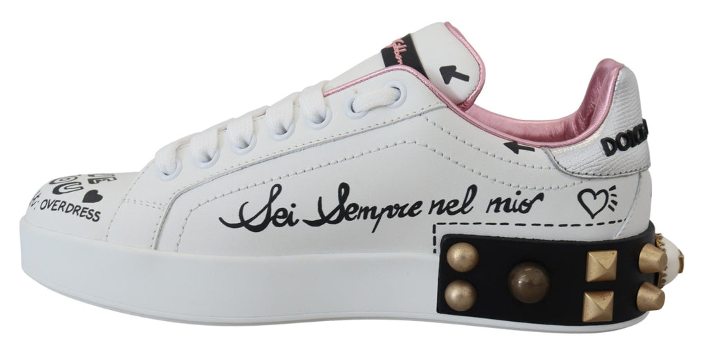Weiße Leder Kristall Queen Crown Sneakers Schuhe