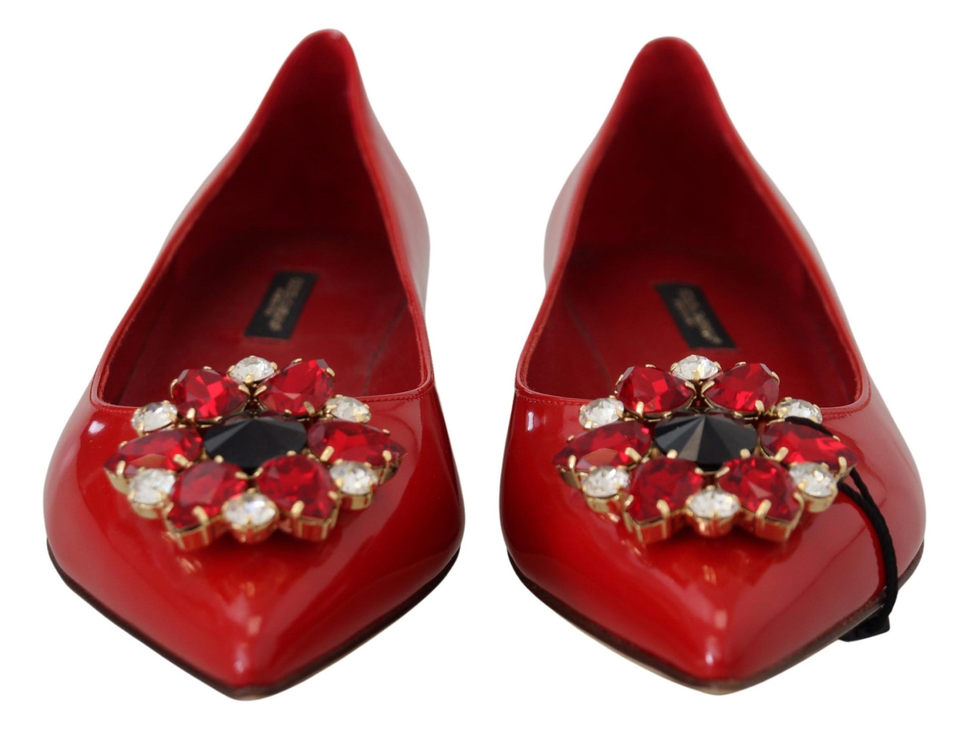 Rote Leder Kristalle Loafers Flats Schuhe