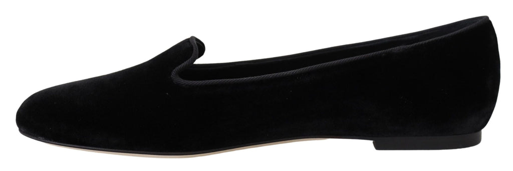 Schwarze Slipper aus Samt, flache Schuhe