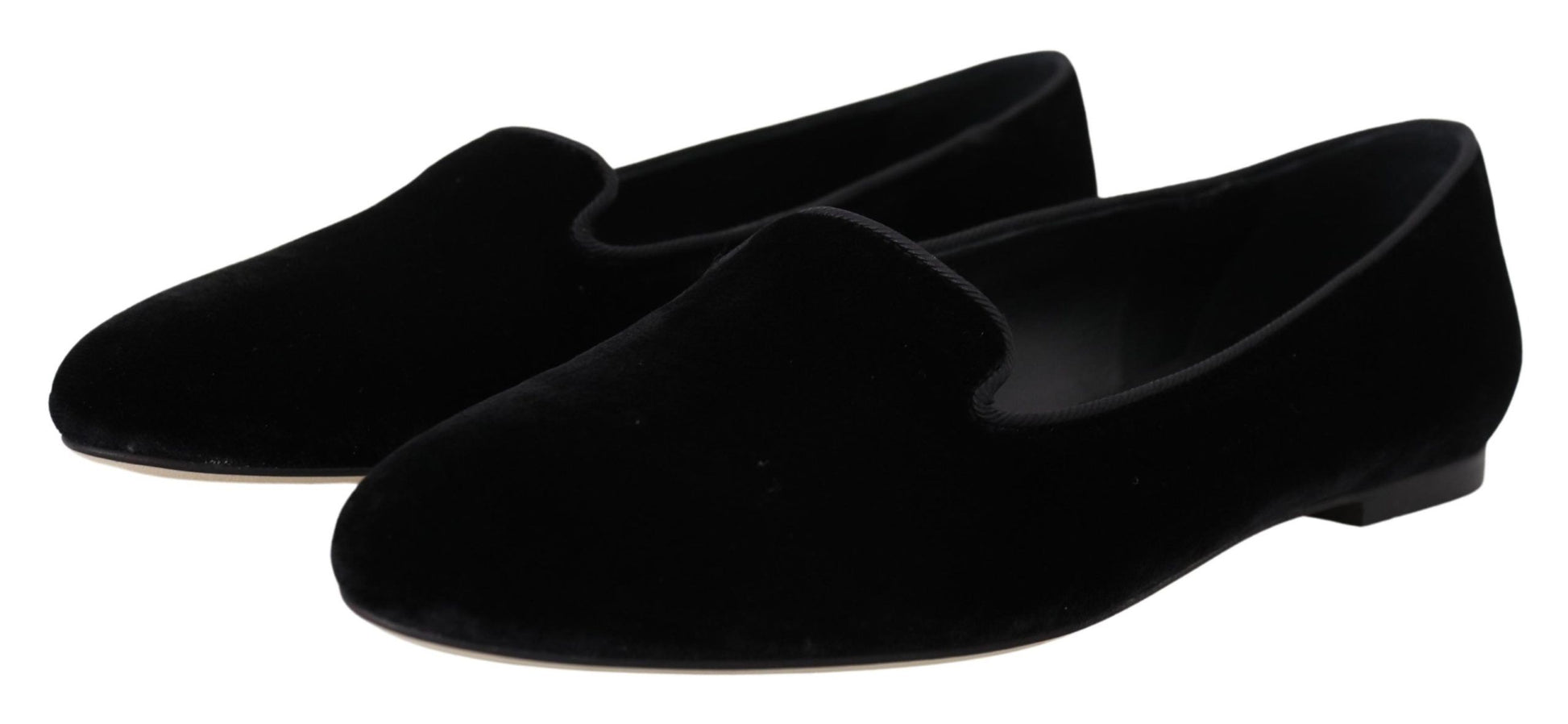 Schwarze Slipper aus Samt, flache Schuhe