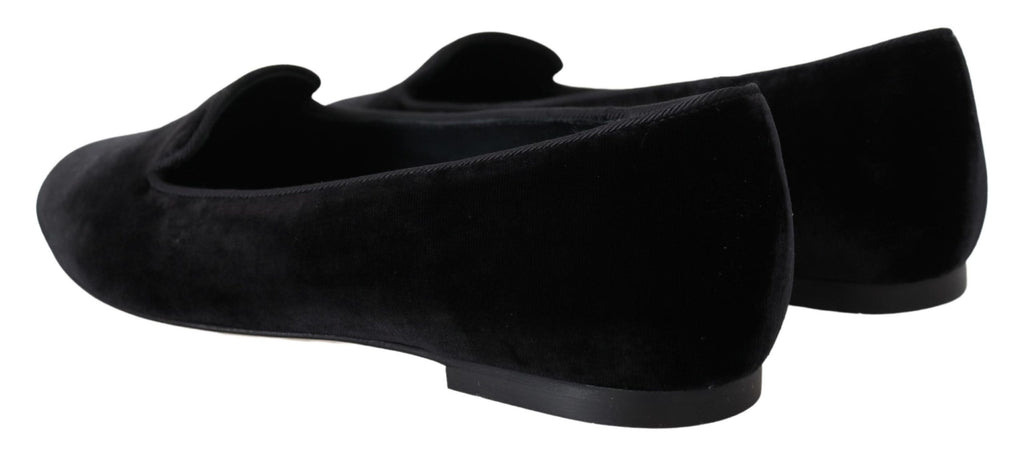 Schwarze Slipper aus Samt, flache Schuhe