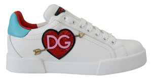 Weiße Ledersneaker Portofino Logo Herz Schuhe