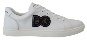 Weiße Leder DG Logo Casual Sneakers Schuhe