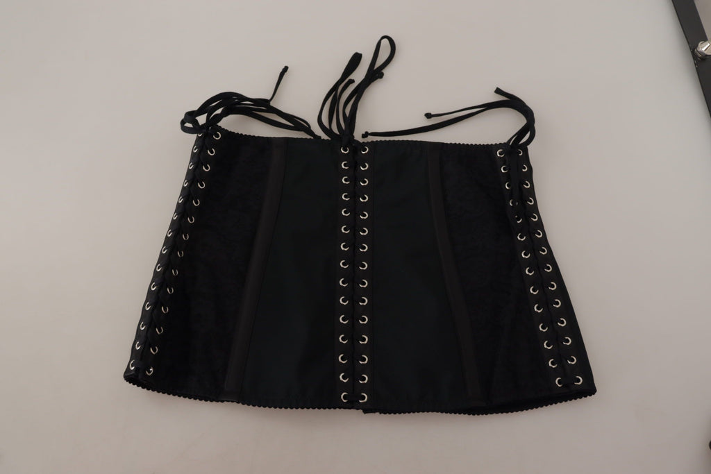 Schwarzes Korsett mit elastischem Taillengurt