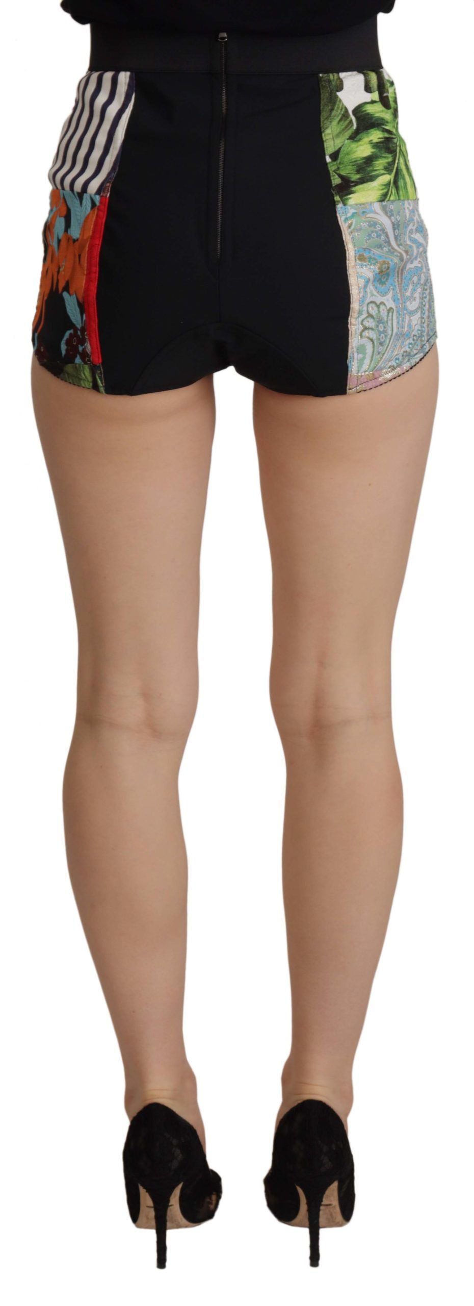 Multicolor Patchwork Jacquard Nylon Shorts